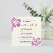 Invitation Fête de l'mariée aux fleurs de plage - violet (Debout devant)