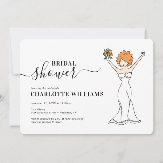 Invitation Fête de l'mariée Avatar personnalisable| Cheveux b (Devant)