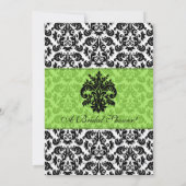 Invitation Fête de l'mariée Black n White Fleur de Lis Damask (Dos)