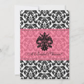 Invitation Fête de l'mariée Black n White Fleur de Lis Damask (Dos)