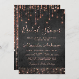 Invitation Fête de l'mariée Black Rose Gold String