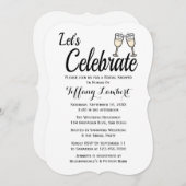 Invitation Fête de l'mariée Black White Mariage Champagne Gla (Devant / Derrière)