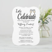 Invitation Fête de l'mariée Black White Mariage Champagne Gla (Debout devant)