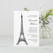 Invitation Fête de l'mariée blanche et noire de la Tour Eiffe (Debout devant)