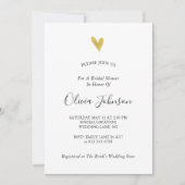 Invitation Fête de l'mariée bleue de Gold Heart Navy (Devant)