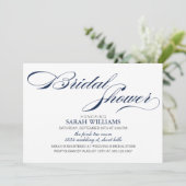 Invitation Fête de l'mariée bleue de la marine (Debout devant)