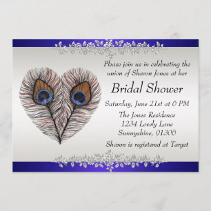 Invitation Fête de l'mariée Blue Peacock
