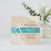 Invitation Fête de l'mariée Blue Starfish Lace & Burlap (Debout devant)