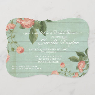 Invitation Fête de l'mariée Bois élégant Plutôt Vintage Flora