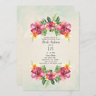 Invitation Fête de l'mariée botanique tropicale des fleurs d'