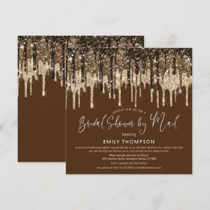 Invitation Fête de l'mariée Brown Glam Parties scintillant Go