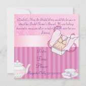 Invitation Fête de l'mariée Brunch Teapot & Teacup Damask (Dos)