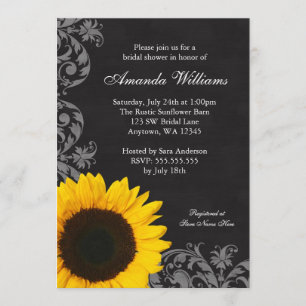 Invitation Fête de l'mariée Chalkboard Sunflower