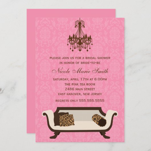 Invitation Fête de l'mariée chic (Devant / Derrière)