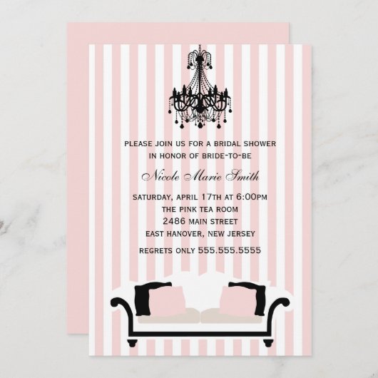 Invitation Fête de l'mariée chic (Devant / Derrière)