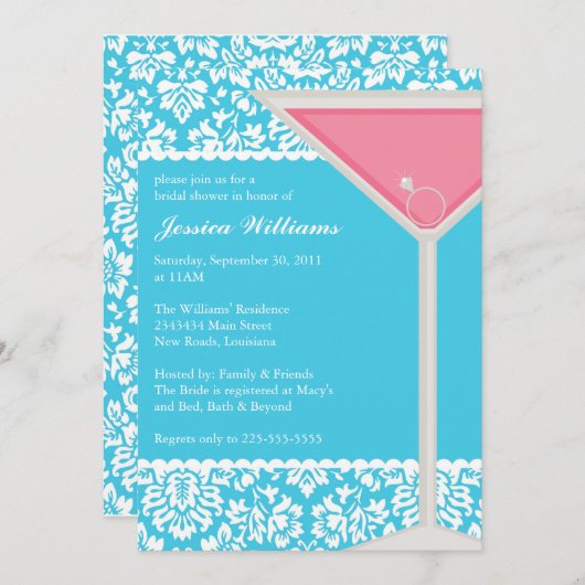 Invitation Fête de l'mariée chic (Devant / Derrière)