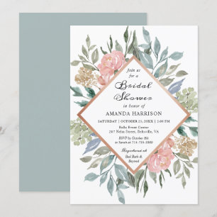 Invitation Fête de l'mariée chic de Dusty Pink Floral Pastel