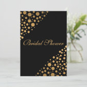 Invitation Fête de l'mariée Chic Dots Noir Et Or (Debout devant)