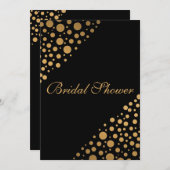 Invitation Fête de l'mariée Chic Dots Noir Et Or (Devant / Derrière)