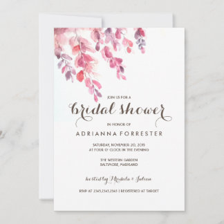 Invitation Fête de l'mariée chic Feuille aquarelle