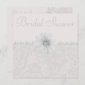 Invitation Fête de l'mariée Chic Paisley Lace, Fleurs & Perle (Devant / Derrière)