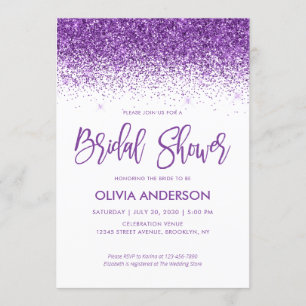 Invitation Fête de l'mariée Chic Purple Parties scintillant S