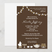 Invitation Fête de l'mariée Chocolat Brown, Tea Li (Devant / Derrière)