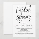 Invitation Fête de l'mariée Classique Noir Et Blanc De Script (Devant / Derrière)