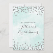 Invitation Fête de l'mariée Confetti d'argent couleur bleue (Devant)