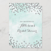 Invitation Fête de l'mariée Confetti d'argent couleur bleue (Devant / Derrière)