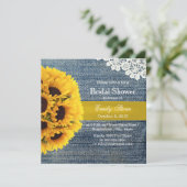 Invitation Fête de l'mariée Country Sunflower Blue Jeans (Debout devant)