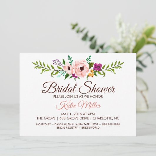 Invitation Fête de l'mariée - Couronne de fleurs I (Debout devant)