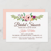 Invitation Fête de l'mariée - Couronne de fleurs I (Devant / Derrière)