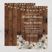 Invitation Fête de l'mariée Daisy Wood Rustic Floral Invitati (Devant / Derrière)