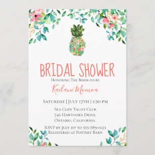 Invitation Fête de l'mariée d'ananas floral botanique