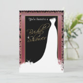 Invitation Fête de l'mariée dans l'or et l'invitation Rose mé (Debout devant)