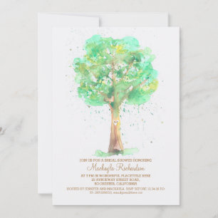 Invitation Fête de l'mariée d'aquarelle de l'arbre d'amour ro