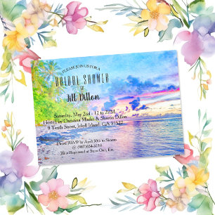 Invitation Fête de l'mariée d'aquarelle de Palm Beach Sunset