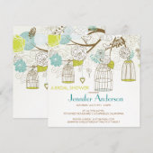 Invitation Fête de l'mariée d'arbre des fleurs de cages Insép (Devant / Derrière)