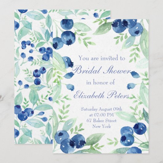 Invitation Fête de l'mariée de Bérry Rusry au milieu de l'été (Devant / Derrière)