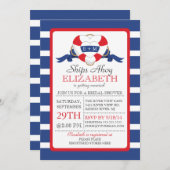 Invitation Fête de l'mariée de bouée cardiaque marine moderne (Devant / Derrière)