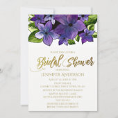 Invitation Fête de l'mariée de bouquet de fleurs bleues mauve (Devant)