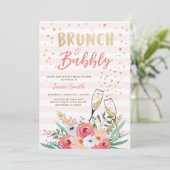 Invitation Fête de l'mariée de Brunch et champagne d'or rose (Debout devant)