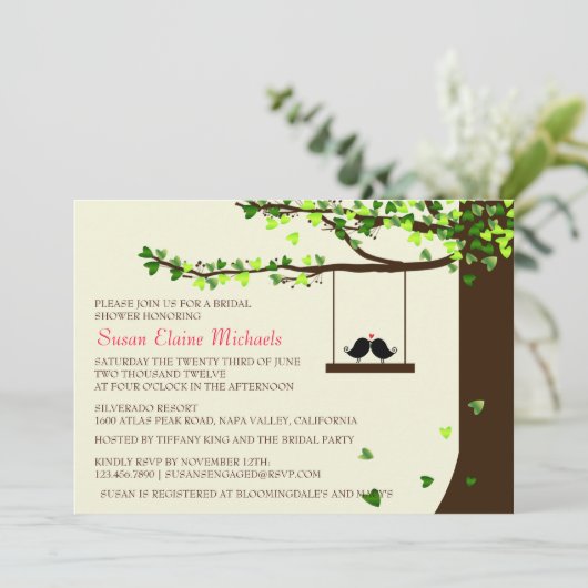 Invitation Fête de l'mariée de chênes de Inséparables en chut (Debout devant)