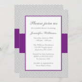Invitation Fête de l'mariée de Chevron violet et gris (Devant / Derrière)