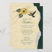 Invitation Fête de l'mariée de colibri jaune et Turquoise (Devant / Derrière)