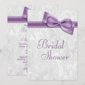 Invitation Fête de l'mariée de Damas blanches et de Faux Purp (Devant / Derrière)