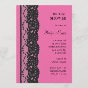 Invitation Fête de l'mariée de dentelle (fuchsia)