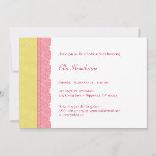 Invitation Fête de l'mariée de dentelle jaune et or V12