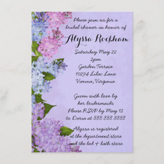 Invitation Fête de l'mariée de fleurs Lilac du jardin pourpre